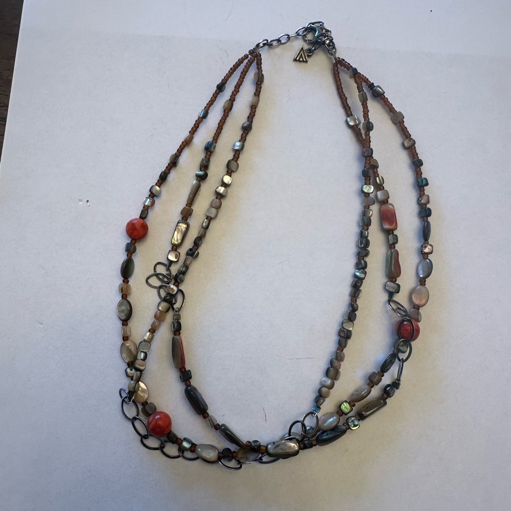 Silpada Multi-Strand Beaded Necklace in Brown and Red Accents